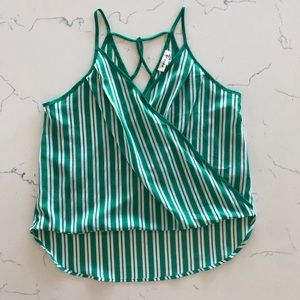 White and green striped tank